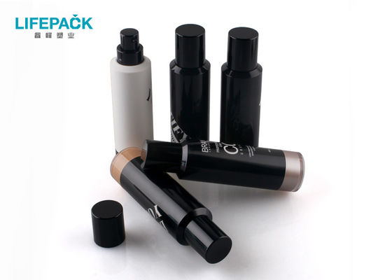 Silindir 35ml Akrilik Havasız Şişe / Siyah Beyaz Plastik Makyaj Şişesi